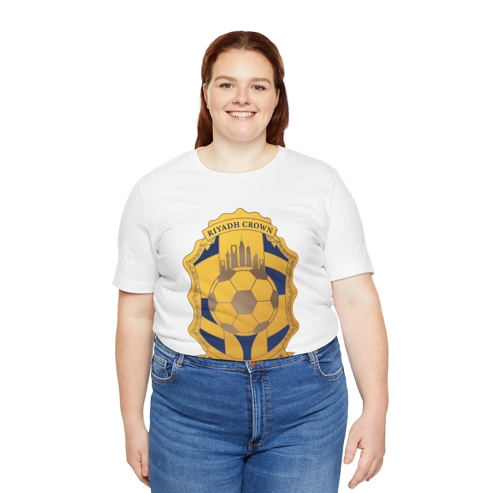 Riyadh Crown Soccer Crest Tee — City of Yellow & Blue Football Shirt - Image 4
