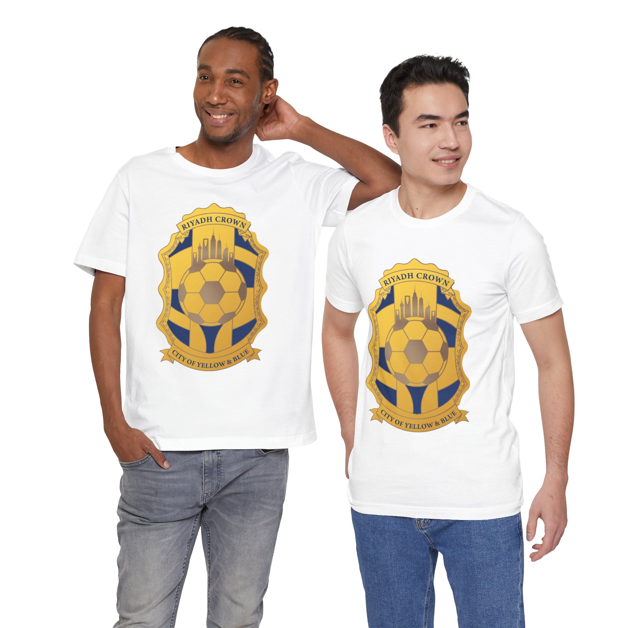 Riyadh Crown Soccer Crest Tee — City of Yellow & Blue Football Shirt - Image 2