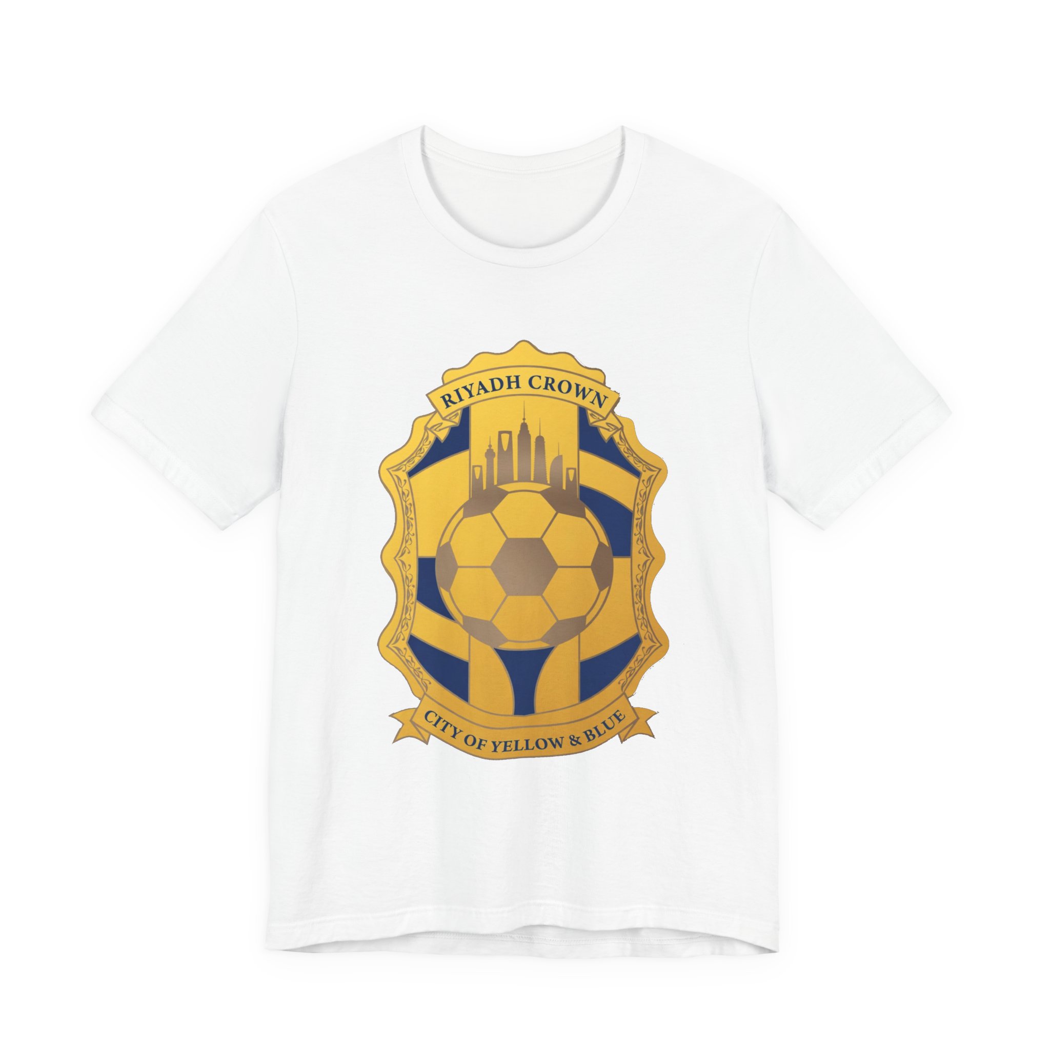 Riyadh Crown Soccer Crest Tee — City of Yellow & Blue Football Shirt