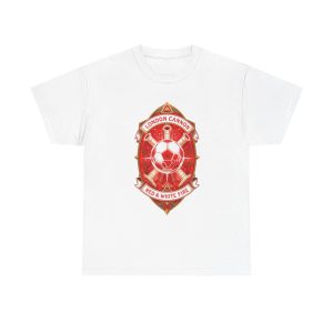 Red London Cannons Soccer Crest T‑Shirt — Red & White Fire Football Fan Gift