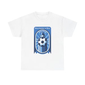 Manchester Is Blue Soccer T-Shirt – Retro Football Crest Tee