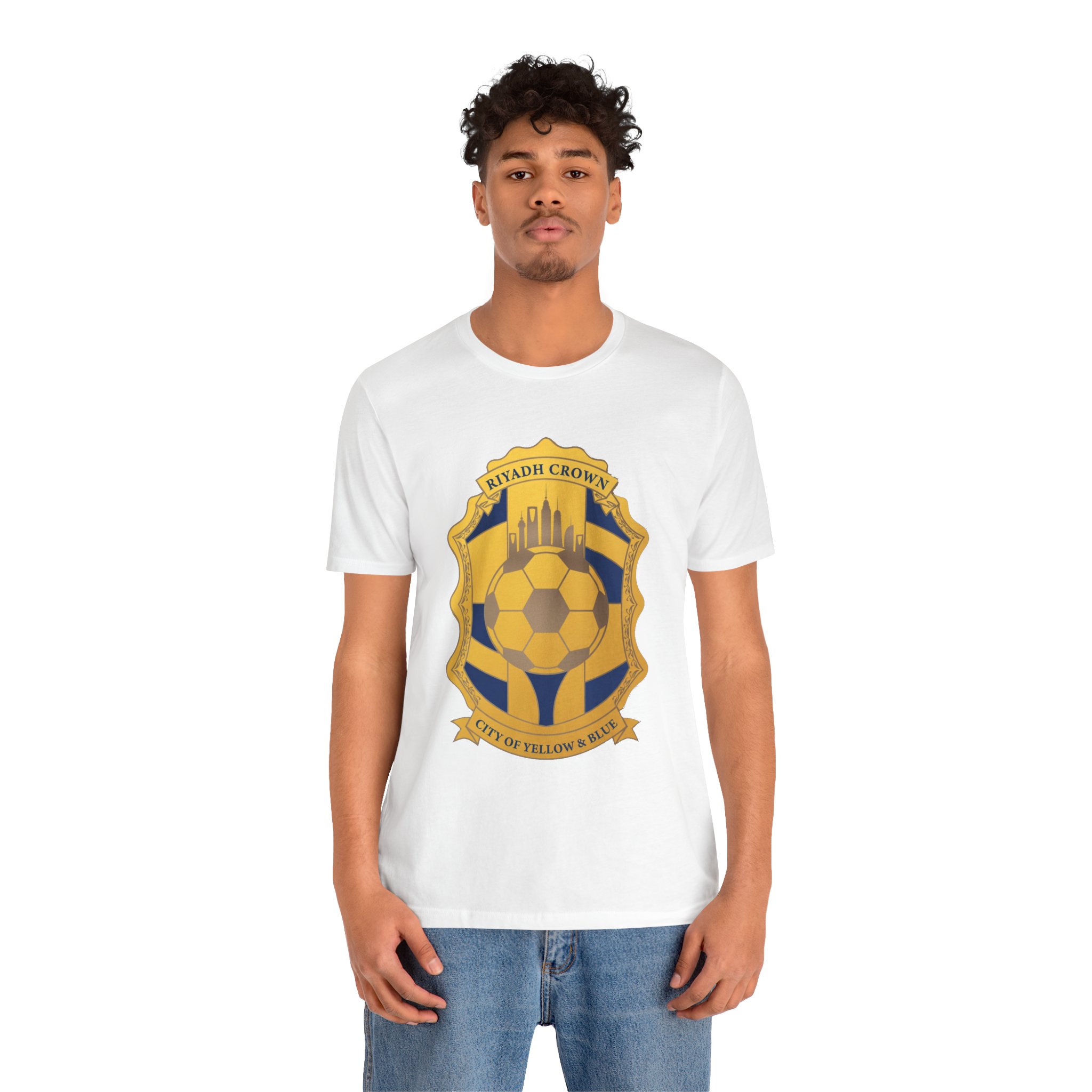 Riyadh Crown Soccer Crest Tee — City of Yellow & Blue Football Shirt - Image 3